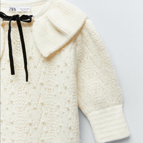 ZARA Knit Sweater With Pearls - Picture 4 of 5